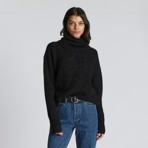 Everlane Alpaca Oversized Turtleneck Sweater Heathered Black XS